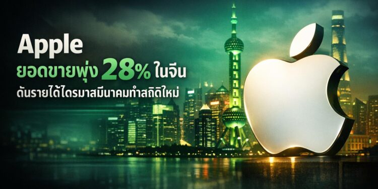 Apple ยอดขายพุ่ง 28% ในจีน ดันรายได้ไตรมาสมีนาคมทำสถิติใหม่